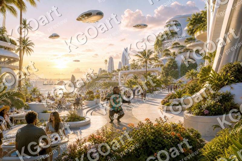 Solarpunk Resort Groove – DJ Seldon Dancing at Golden Hour