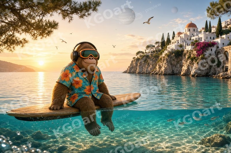 Morning Swim – DJ Seldon on a surfboard in crystal-clear water